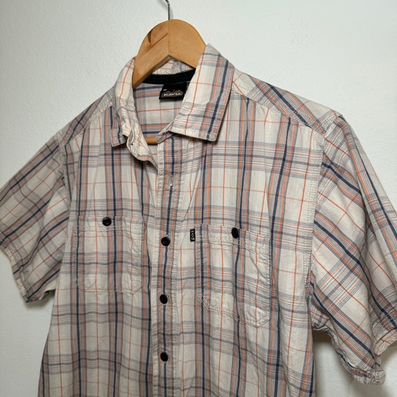 Kavu Shirt Men's MD Brown Tan Plaid Outdoor Button Up Casual Hiking Lightweight - Picture 3 of 7